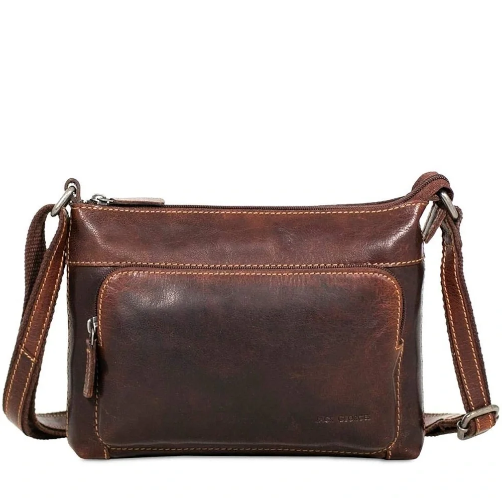 Elegant Dark Brown Leather Crossbody Bag - Picture 2 of 8